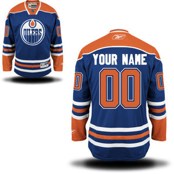 Reebok Edmonton Oilers Mens Premier Home Custom Jersey - Royal Blue->->Custom Jersey